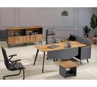 Bureau d'angle Moderne Meuble de bureau Marron Bureau 3pcs Bois Set Groupe