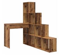 Bureau d'angle moderne - vidaXL - Bois ancien - 101,5 x 149,5 x 149,5 cm - Forme L - Avec étagère - Bois d'ingénierie