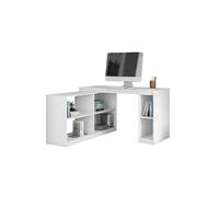 Bureau d'angle multifonctionnel Bureau en L avec étagères intégrées coloris Blanc - Longueur 137 x Hauteur 78 x Largeur 137 cm
