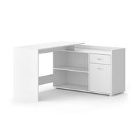 Vicco Bureau d'angle Noira, Blanc, 135x77cm | avec tiroir, convient pour un montage d’angle à gauche ou à droite