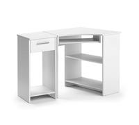 Vicco Bureau d'angle Odin, Blanc, 83x76cm | Set avec armoire PC, avec plateau clavier coulissant et compartiment ouvert pour appareils