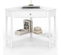 IDMarket - Bureau d'angle REMI Blanc Gain de Place Bureau Informatique avec rangements et 1 tiroir