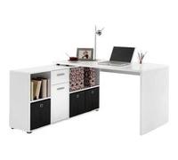 Bureau d'Angle Réversible "Oxela" 135cm Blanc Blanc G