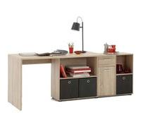 Bureau d'angle réversible 135,7x135,7x74,2 cm chêne