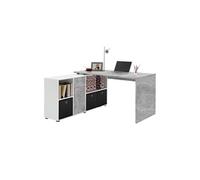 Bureau d'Angle Réversible "Oxela" 135cm Gris & Blanc