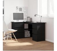 vidaXL Bureau d'angle Chêne noir 145 x 100 x 76 cm – Bois d'ingénierie, 2 tiroirs, étagère intégrée