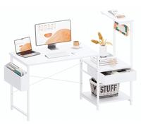 Bureau de 127 cm avec tiroir en tissu et étagère pour imprimante, petit bureau de jeu avec sac de rangement et crochet, idéal pour le travail à domicile, les chambres d'étudiants ou les chambres à cou