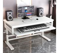 Bureau de bureau réglable avec gestion des câbles et plateau pour clavier - Parfait pour les postes de travail, les jeux de piano, la production de musique et l'utilisation à domicile