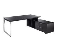 Bureau de direction Flore avec retour suspendu - L.195 x P.170 cm - Plateau Frêne noir - Pieds cadres