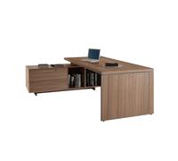 Bureau de direction Flore avec retour suspendu - L.195 x P.170 cm - Plateau Noyer - Pieds panneaux