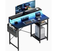 Bureau de gaming Groot avec éclairage LED et support d'écran réglable – Bureau d'ordinateur avec sac de rangement – Espace de travail avec structure en X pour plus de stabilité – Bureau moderne pour l