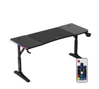 huzaro Hero 4.6 RVB Bureau Gaming réglable en Hauteur, 160x60 cm avec Surface Carbone, Gestion des câbles, Support Boisson & Casque, Bureau PC pour Maison ou Bureau, Noir