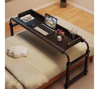 Bureau de lit réglable de 115 à 210 cm, chariot à roulettes pour ordinateur portable avec roulettes réglable en hauteur de 65 à 95 cm, pour lit jumeau/double/grand lit/très grand lit, table de poste