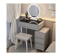 Bureau de Maquillage avec Miroir Lumineux, 4 tiroirs, Table Moderne for Filles et Femmes Armoire Rangement, Ensemble Coiffeuse for Chambre à Coucher, Gris/Blanc Table de Maquillage(Grigio)