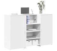 Bureau de Réception Blanc 155x50x103,5 cm Bois d'Ingénierie | Comptoir Intégré, Grand Rangement, Fixation Murale Incluse, pour Bureau, Hôtel, Clinique