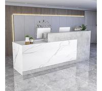Bureau de réception, comptoir avant en bois avec tiroirs verrouillables, station de paiement idéale pour magasin de vêtements, dimensions 4180 x 60 x 100 cm