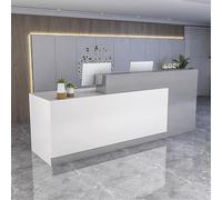 Bureau de réception, comptoir avant en bois avec tiroirs verrouillables, station de paiement idéale pour magasin de vêtements, dimensions 4180 x 60 x 100 cm
