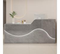 Bureau de réception moderne à LED avec angle verrouillable, comptoir de bureau multicolore et gris, 120 cm Slish Réception pour un usage professionnel, Bancone Cassa contemporain