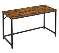 Bureau de travail industriel, réglable en hauteur, aspect bois, marron/noir, 140 x 60 x 75 cm