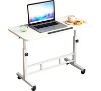 Bureau debout mobile - Table pour ordinateur portable - Réglable en hauteur (position assise/debout) - Plateau inclinable - Avec roulettes - Table de chevet/d'appoint - 60 x 40 cm - Structure métalliq