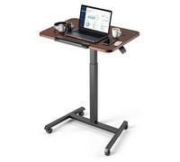 Bureau debout, support mobile réglable en hauteur, avec plateau inclinable, petit poste de travail mobile pour ordinateur (650 x 480 mm), équipé de 4 roulettes, capacité de 15 kg, idéal pour un bureau