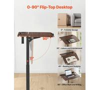 Bureau debout, support mobile réglable en hauteur avec plateau inclinable, poste de travail compact pour ordinateur (715 x 525 mm), capacité de charge de 15 kg, système de levage pneumatique à pédale