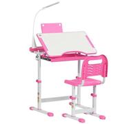 Bureau d'école réglable avec chaise - Ensemble bureau pour enfant - Réglable en hauteur de 80 à 105 cm - Pour les enfants de 6 à 12 ans - Structure en métal - Dimensions du bureau : 70 x 49,5 cm - Cou