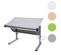 Mendler Bureau d'écolier Oxford réglable en hauteur inclinable gris
