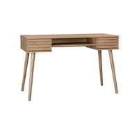 Bureau décor bois 2 tiroirs MADERE naturel. 1 casier. façade rainurées. 120 x 55 x 76.5 cm