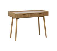 Bureau décor bois de manguier rainuré 2 tiroirs CELIAN