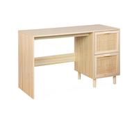 Bureau décor bois et cannage 2 tiroirs CAMARGUE