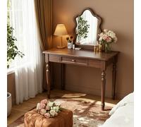Bureau d'écriture en noyer de 80 cm de style campagnard français avec tiroirs, assemblage facile SXC-D776 - Station de travail vintage chic pour petits espaces