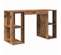 Bureau d'écriture rustique - vidaXL - Bois massif récupéré - 130x50.5x75 cm - Bois Ancien - Quatre étagères intégrées