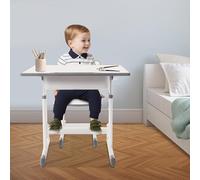 Bureau d'enfant réglable en hauteur, ensemble bureau et chaise pour élèves avec crochets et espace de rangement, table à dessin, bureau pour jeunes à partir de 3 ans, pour garçons et filles (blanc)