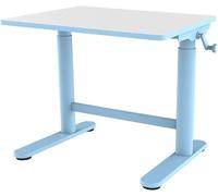 Bureau d'enfant réglable en hauteur, manuellement, 80x60 cm | Bureau ergonomique pour enfants avec manivelle, à partir de 6 ans, réglable de 49 à 70 cm, avec coins arrondis et crochet pour sac à dos