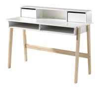 Vipack Bureau enfant Kiddy Bois laqué blanc 2 tiroirs pieds pin clair