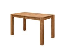 Bureau d'étude avec 2 tiroirs en bois massif chêne, idéal pour ordinateur PC, bureau pour enfants, meubles de style nordique moderne rustique 140 x 70 x 75 cm.
