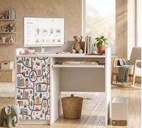 Bureau d'étude blanc pour enfants, bureau pour adolescents de 100x60 cm avec compartiment de rangement, bureau pour les devoirs, design pour filles et garçons