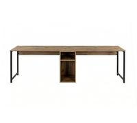 Bureau d'étude moderne avec pieds en métal - TWIN - Pin atlantique / Noir - 240 x 74 x 60 cm