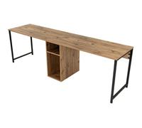 Bureau d'étude moderne avec pieds en métal - TWIN - Pin atlantique / Noir - 240 x 74 x 60 cm