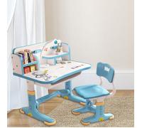 Bureau d'étude pour enfants avec chaises - BIPLUT - Plateau Large - Confort Assuré - Ajustable de 37.4"" à 39.8"" - 75.5x48.5x101 cm