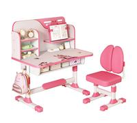 Bureau d'étude pour enfants avec chaises, Bureau et bibliothèque pour enfants,table de devoirs d'étudiant,Réglable en hauteur,Rose