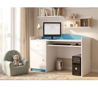 Bureau d'étude pour enfants et adolescents, couleur bleue. Bureau compact, idéal pour les devoirs et les activités manuelles