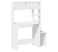 vidaXL Bureau d'étude 100x45x140 cm Blanc, bois d'ingénierie avec étagères