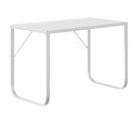 Bureau d'ordinateur 110x60x73 cm Blanc Aggloméré Metal | Cadre en métal stable, style industriel, taille compacte, utilisation polyvalente, finition blanche, matériau durable