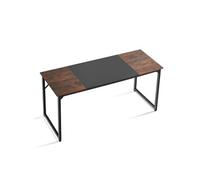 VEVOR Bureau d'ordinateur 160 x 60 x 75 cm, table de bureau informatique en bois avec cadre en métal, table d'étude simple et moderne avec espace ouvert pour les jambes, marron rustique et noir