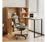Bureau d'ordinateur à étagère - bureau d'armoire - Bureau Extensible Multifonction- Bureau d'angle avec Rangementnaturel 120cm