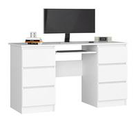 AKORD Bureau Ordinateur PC A11 avec Tablette Clavier | L135 x H77 x P50 cm 60 kg | 6 Tiroirs | Grand Bureau de Chambre PC Desk Table, Moderne