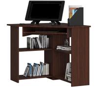 Bureau d'ordinateur AKORD d'angle TED Wengé 80 cm façade Wengé 5 étagères 80x80x74 cm