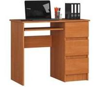 Bureau d'ordinateur AKORD droit A6 Aulne 90 cm 3 tiroirs façade Aulne 1 étagère 90x50x77 cm Aulne G